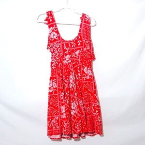 House of Harlow 1960 Red Bandana Print Dress Linen Rayon Blend SIZE XS